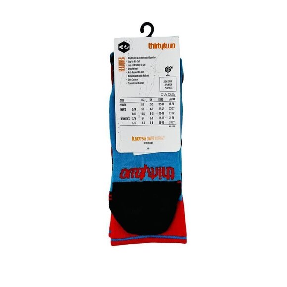 ThirtyTwo x Santa Cruz Blue Snowboard Socks - Picture 3 of 4
